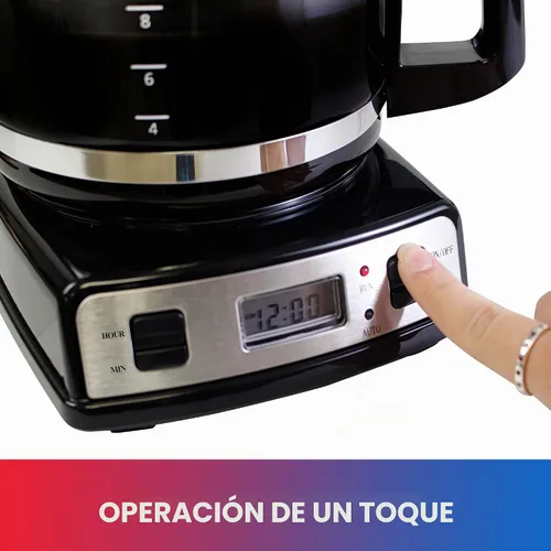 Vista 6 de Total Chef Cafetera de goteo – Cafetera programable de 12 tazas con olla de cristal, pausa y vertido, apagado automático, depósito de agua grande
