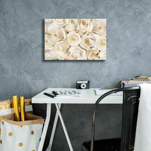 Vista 6 de Epic Graffiti 'Top View - White Roses' de Lori Deiter, arte de pared en lienzo, 18 x 12 pulgadas