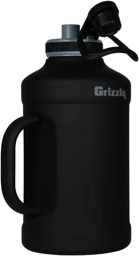 Vista 3 de Grizzly Juggy - Botella de agua de 64 onzas, mango resistente, opaco Blackout