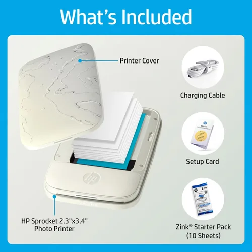 Vista 5 de HP Sprocket Select - Impresora fotográfica instantánea portátil para dispositivos Android e iOS (Eclipse) Paquete de papel Zink