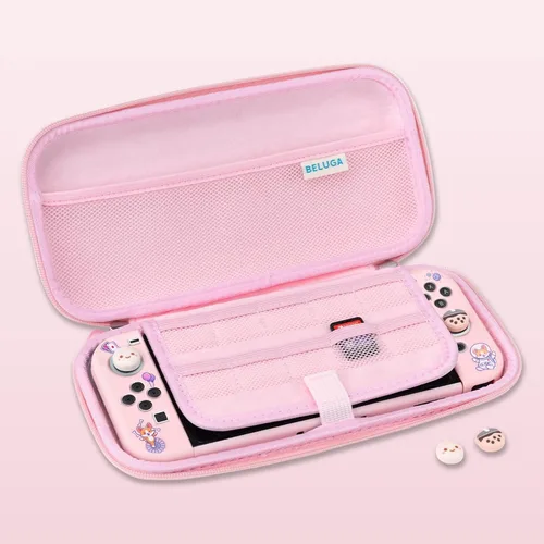 Vista 3 de BelugaDesign Corgi Boba - Estuche de transporte Protector blanco rosa pastel Lindas patas de té de burbujas de perro de anime Kawaii