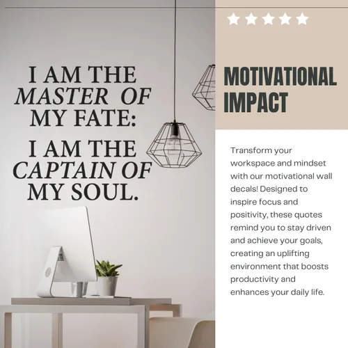 Vista 2 de My Vinyl Story - I Am The Master of My Fate - Inspirational Motivational Wall Decal Sticker Quote Vinyl Art Decor for Home Office Classroom Positive