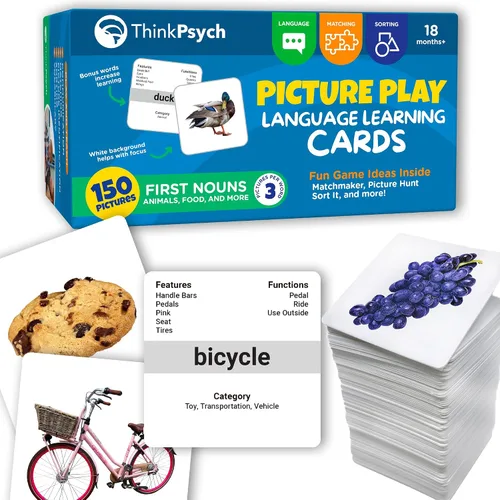 Vista 10 de ThinkPsych Tarjetas flash de sustantivos de nivel 2 150 tarjetas con imágenes para terapia del habla y materiales de aprendizaje de autismo