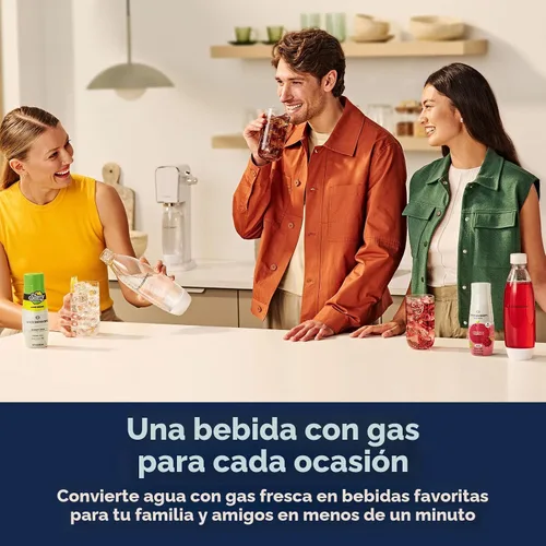 Vista 5 de SodaStream Terra - paquete para agua con gas (azul niebla), con CO2, botellas DWS y sabores Bubly Drops