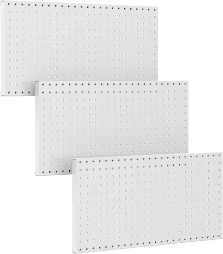 Vista 10 de TORACK 3 piezas de paneles de tablero de clavijas de metal para almacenamiento de herramientas de garaje en pared, tablero de clavijas para banco