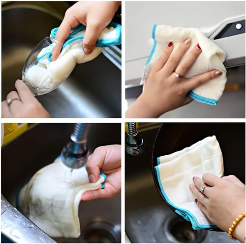 Vista 5 de Juego de paños de cocina de 10 piezas, toallas reutilizables y altamente absorbentes para cocinas, baños y encimeras de limpieza.
