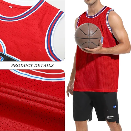 Vista 4 de Camiseta de baloncesto para hombre #23 camisetas de película espacial de los años 90 para Halloween, hip hop, ropa de fiesta, camisas deportivas
