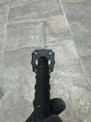 Vista 5 de Espada tradicional japonesa de espuma samurái Katana impresa dragón dorado en vaina