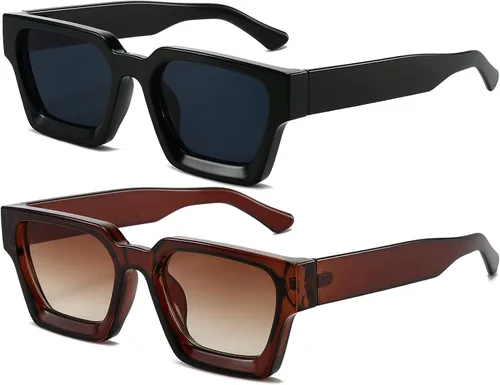Vista 155 de AIEYEZO Gafas de sol cuadradas para mujeres y hombres, gafas de sol cuadradas con montura gruesa, estilo de diseñador simple