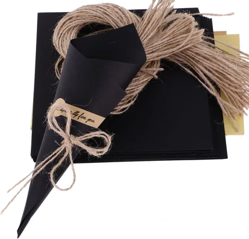 Vista 7 de Yalulu 50 unidades marrón/negro para recuerdos de boda, conos de papel kraft, cajas de dulces, soporte de flores de helado, decoración de mesa