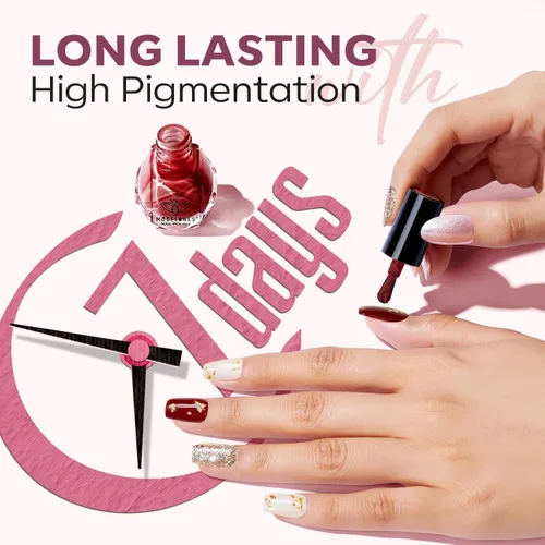 Vista 4 de modelones Juego de esmaltes de uñas de 12 colores, rojo burdeos, Año Nuevo 2025, juego de esmaltes de uñas champán dorado con purpurina rojo oscuro