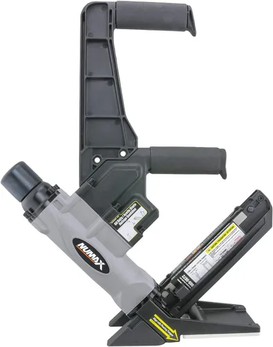 Vista 2 de NuMax S50LSDH - Clavadora/grapadora neumática 2 en 1 calibre 15.5 y calibre 16 de 2 pulgadas, con mazo de suelo y placas base intercambiables