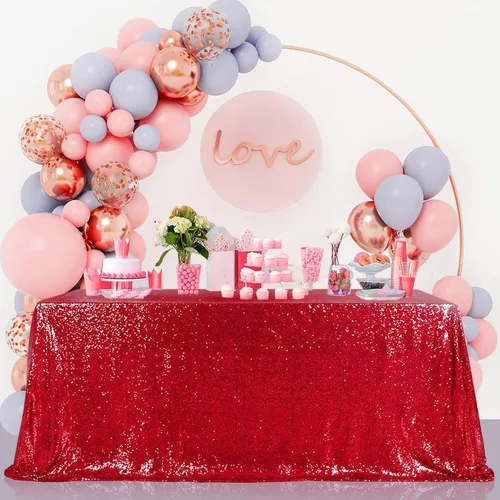 Vista 22 de B-COOL Mantel de lentejuelas con brillo para mesas, color azul bebé, mantel de lentejuelas para decoración de mesas, para bodas, Navidad