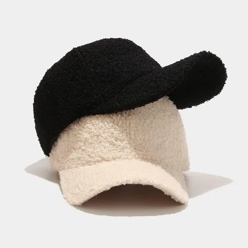 Vista 2 de Gorra de béisbol de invierno para mujer, de lana de cordero sintética, cálida, para viajes al aire libre
