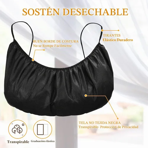 Vista 3 de Geyoga 100 piezas de sujetadores desechables no tejidos para mujer, ropa interior desechable para spa, paquete individual
