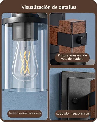 Vista 2 de EDISHINE Juego de apliques de pared de 2, accesorios de iluminación de tocador de estilo granja para baño, lámpara de montaje en pared rústica