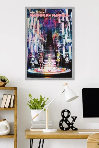 Vista 2 de Trends International Puella Magi Madoka Magica Wall Poster, 34L x 22.4W, Gray Framed Version Versión enmarcada gris