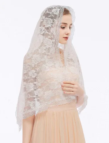 Vista 2 de Bufanda de encaje con velos de iglesia católica para mujeres de novia