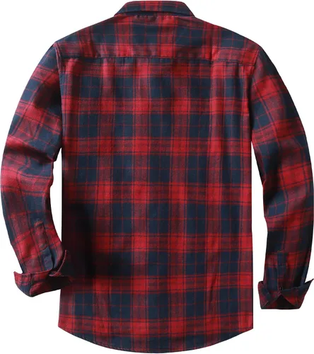 Vista 2 de JMIERR - Camisas de manga larga con botones para hombre, camisa informal de franela de algodón