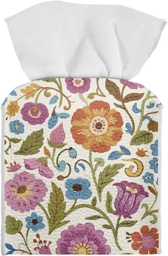 Vista 15 de 250th Anniversary Square Tissue Box Cover Pu Leather Tissue Holder Facial Paper Cover Waterproof Toilet Paper Holder for Bathroom Bedroom Modern