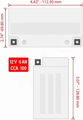 Vista 2 de Caltric Agm - Batería compatible con Kawasaki Klx140 Klx-140 Klx140L 2008-2011 2015-2026