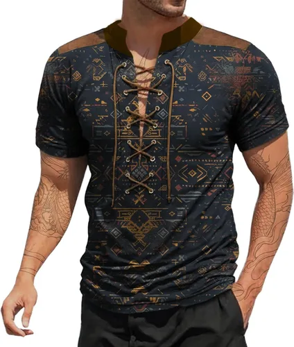 Vista 15 de Camisas de verano para hombres, básicas, de talla grande, para playa, suaves, sueltas, informales, para descansar, al aire libre, con cordón