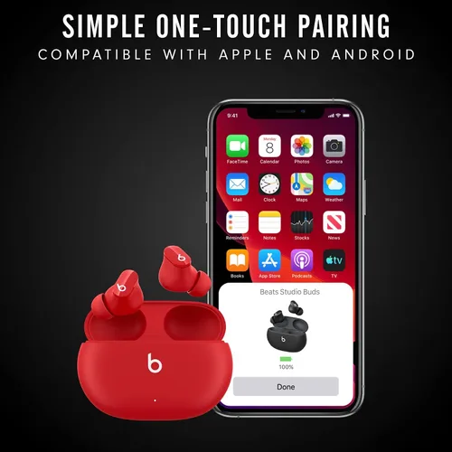 Vista 4 de Beats Studio Buds - Auriculares inalámbricos con cancelación de ruido - Beats Red (renovado prémium)