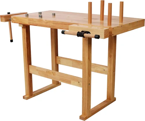 Vista 18 de Banco de trabajo de madera de 48 pulgadas, banco de carpintería resistente con mango ajustable, capacidad de carga de 330 libras, mesa de trabajo