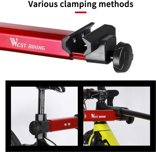Vista 8 de West Biking Soporte de reparación de bicicletas (máximo 85 libras) – Soporte de trabajo plegable ajustable para bicicleta con liberación rápida