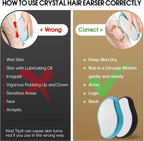 Vista 7 de Borrador de pelo de cristal para mujer, borrador reutilizable para el cabello, removedor de pelo de cristal, borrador de pelo para mujeres