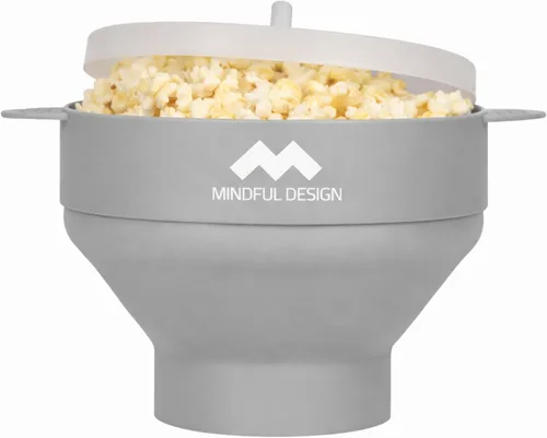 Vista 8 de El original Mindful Design - Palomitero plegable para microondas, recipiente de silicona, sin BPA y apto para lavavajillas (Negro)