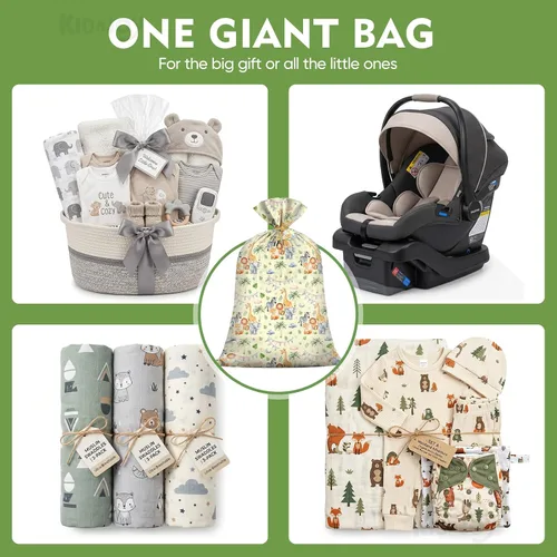 Vista 3 de KIDAJOY Bolsas de regalo de plástico grandes de animales para baby shower, 56 x 36 pulgadas, bolsas de regalo jumbo con diseño de animales