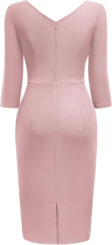 Vista 5 de Miusol Vestido de cóctel de manga 23 con volantes y cuello en V para mujer