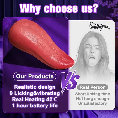 Vista 4 de Vibrador de lengua para mujeres, vibradores realistas 3 en 1, juguetes sexuales para adultos con 9 modos de lamer, vibración y calentamiento