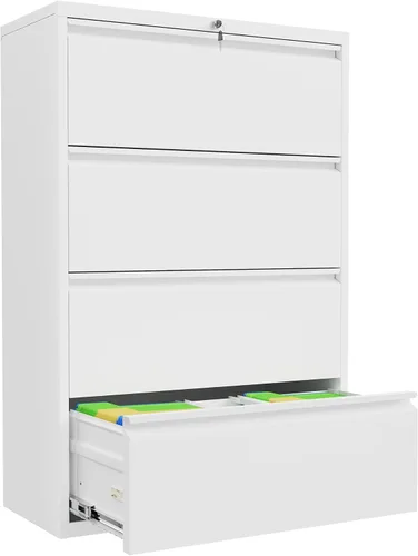 Vista 15 de INTERGREAT - Archivador de 3 cajones, gabinetes de archivo de metal con cerradura, gabinete móvil de oficina con ruedas para tamaño legal/carta