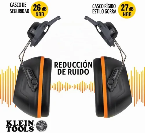Vista 2 de Klein Tools 60532 orejeras con tapa y accesorio para casco de seguridad, 26dB NRR para construcción, fabricación, mantenimiento