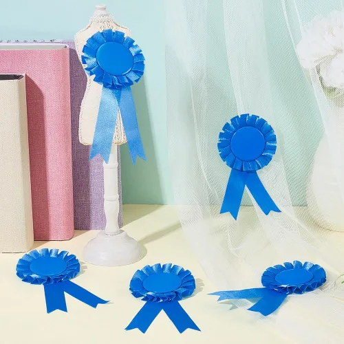 Vista 4 de CRASPIRE 20 cintas de premio en blanco para primer lugar, color azul, 6.1 x 2.9 pulgadas, redondas, planas, ganadoras, victorias, reconocimiento