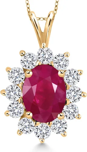 Vista 170 de Gem Stone King Collar con piedra natal ovalada de plata chapada en oro amarillo de 18 quilates, ovalado de 0.315 x 0.236 in, collares con colgante