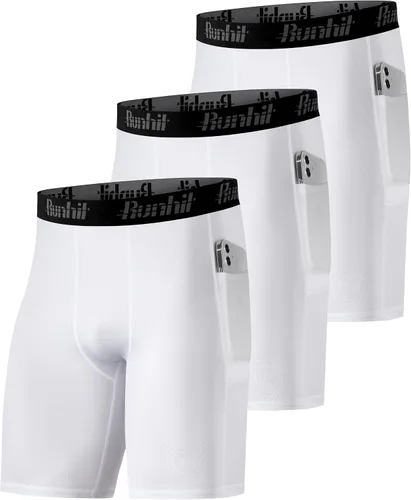 Vista 11 de Runhit - Pantalones cortos de compresión para hombre, ropa interior de licra, pantalones cortos para correr, entrenamiento y actividades deportivas