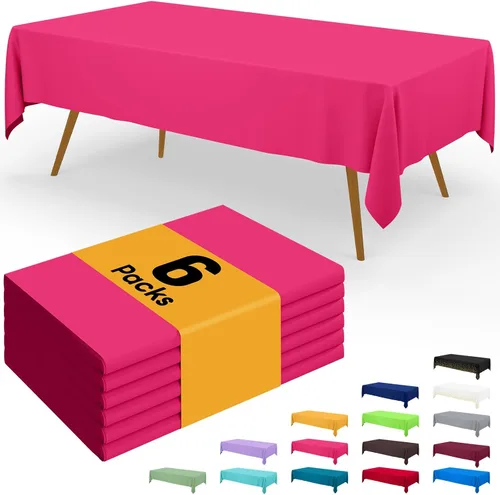 Vista 39 de Smiry - Juego de 6 manteles desechables, 54 x 78 pulgadas, manteles impermeables rectangulares para fiestas, cubierta de mesa de plástico