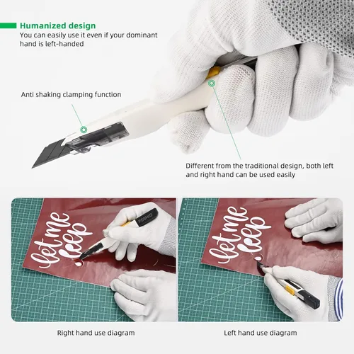 Vista 9 de FOSHIO Cuchillo de manualidades para arte, manualidades, fabricación de modelos, cuchillo utilitario retráctil con bloqueo automático con 10