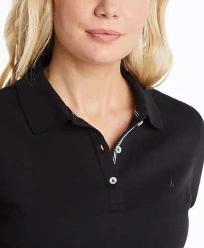 Vista 4 de Nautica Camisa polo de manga corta de 3 botones transpirable 100% algodón para mujer