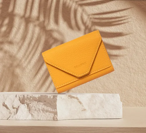 Vista 65 de grande Estuches para tarjetas 3639, Naranja, Tarjetero de cuero con cierre magnético, cartera pequeña de acordeón para mujer