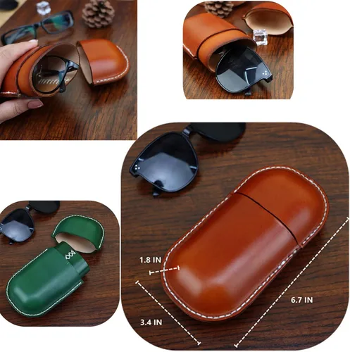 Vista 20 de Funda de cuero para gafas de sol vintage para hombres y mujeres miope, gafas de sol, viaje, caja de almacenamiento antiaplastamiento