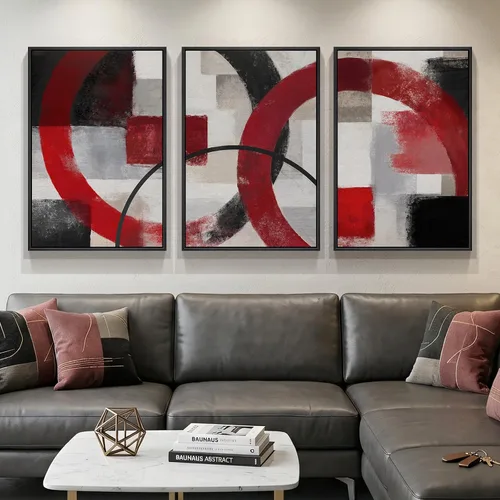 Vista 16 de Arte de pared abstracto moderno enmarcado en blanco y negro, 3 piezas de impresiones en lienzo pinturas obras de arte para paredes, cuadros Negro
