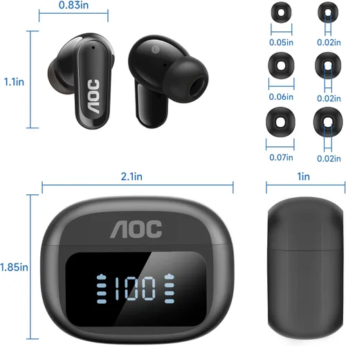 Vista 16 de AOC Auriculares inalámbricos con cancelación de ruido, 39dB ANC, 45H
