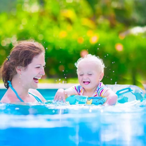 Vista 7 de Sealive Flotador de piscina infantil, anillo de natación para bebé con asiento para niños pequeños barco y doble asa, primeros flotadores de piscina