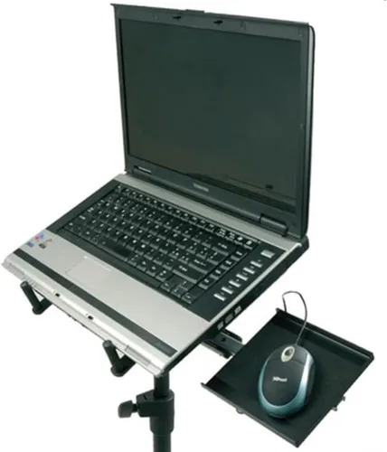 Vista 3 de QUIK LOK - Soporte trípode para portátil LPH003 - Soporte de proyector de acero ajustable resistente con bandeja extraíble y base de trípode