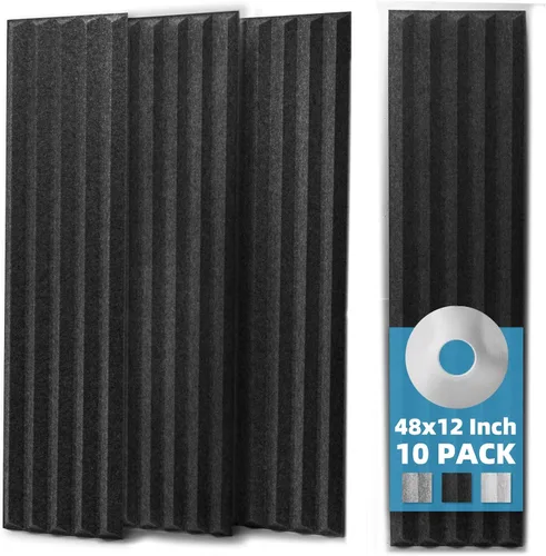Vista 11 de Art3d Paquete de 6 paneles acústicos autoadhesivos insonorizados para pared, diseño de rayas de 16 x 12 pulgadas, bloque de ruido con poliéster
