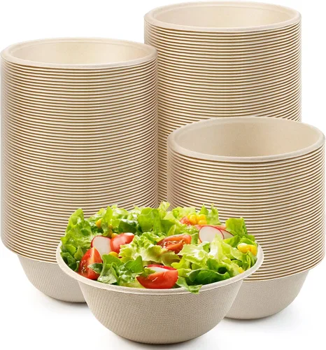 Vista 10 de 200 Piezas Cuencos Biodegradables de Caña de Azúcar Natural de 2 oz, Cuencos de Papel Desechables Cuencos para Sopa Compostables para Ensalada, Sopa